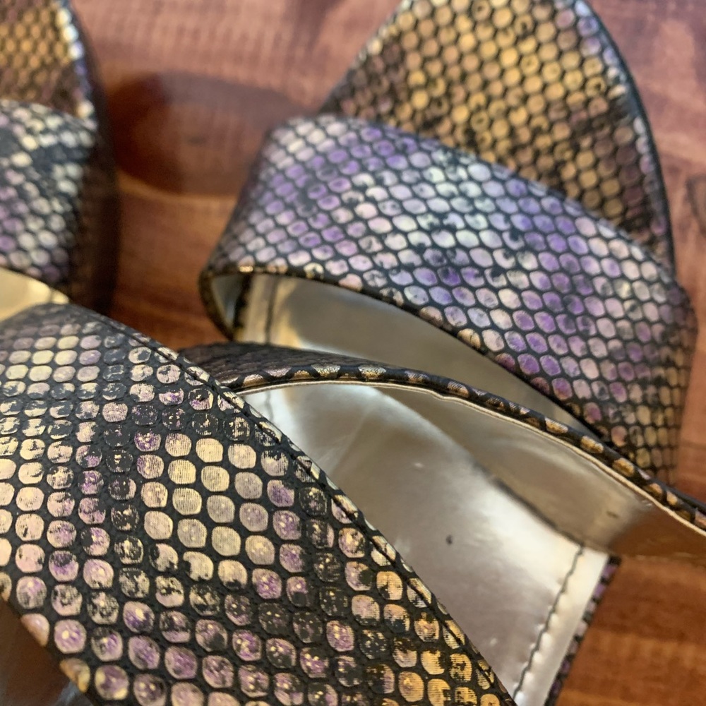 Metallic Python Print, Never Worn Ankle Wrap Heel… - image 4